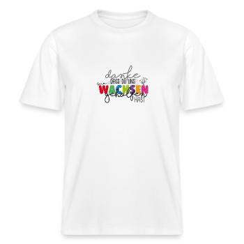Danke fürs Wachsen -  RELAXED FIT Unisex Organic T-Shirt - Weiß - Vorne - Alina (178cm) & Michal (187cm)