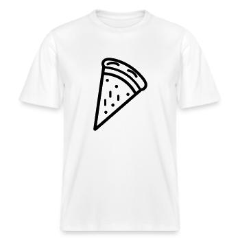 Pizza slice -  RELAXED FIT Unisex Organic T-Shirt - white - Front - Alina (178cm) & Michal (187cm)