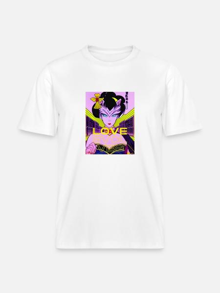 Love Evolves - Geisha - RELAXED FIT Unisex Organic T-Shirt - Weiß