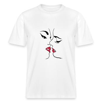 Lesben -  RELAXED FIT Unisex Organic T-Shirt - Weiß - Vorne - Alina (178cm) & Michal (187cm)