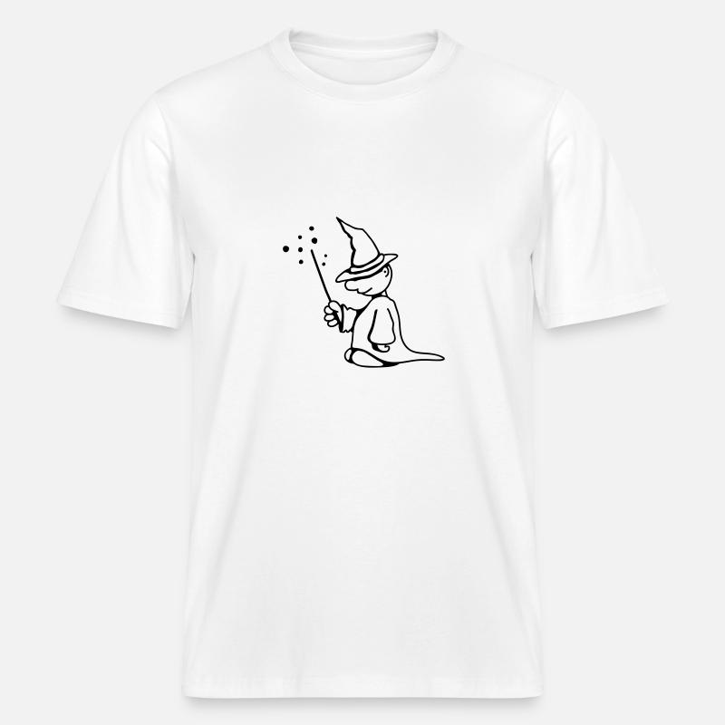 Piccolo mago con Magic Hat e bacchetta magica -  Maglietta ecologica Unisex RELAXED FIT - bianco