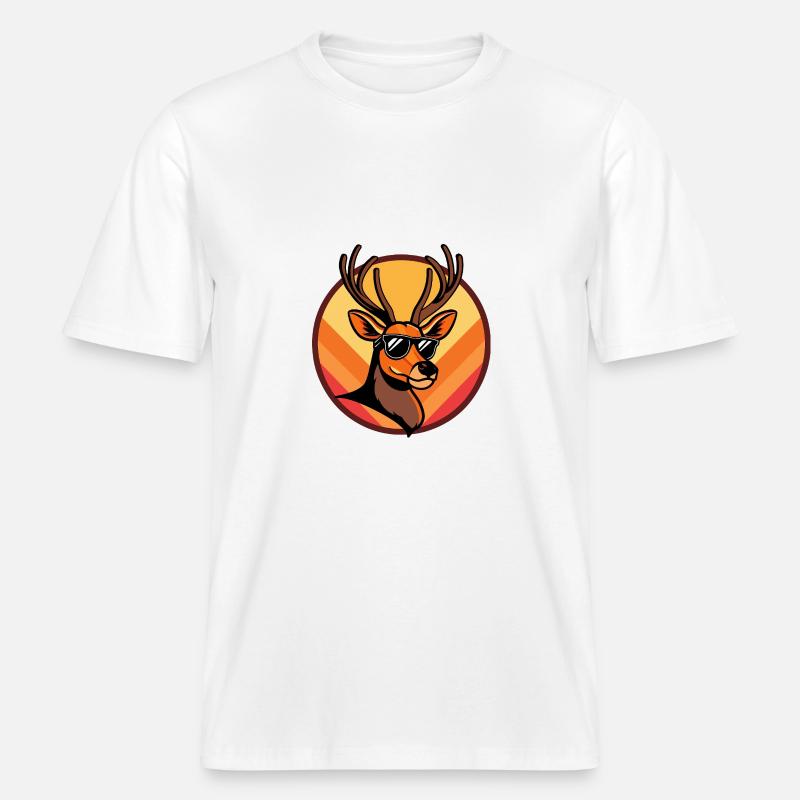 Deer Comic Cool Summer - RELAXED FIT Unisex Organic T-Shirt - white
