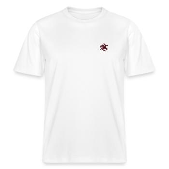Oktopus bestickt -  RELAXED FIT Unisex Organic T-Shirt - Weiß - Vorne - Alina (178cm) & Michal (187cm)
