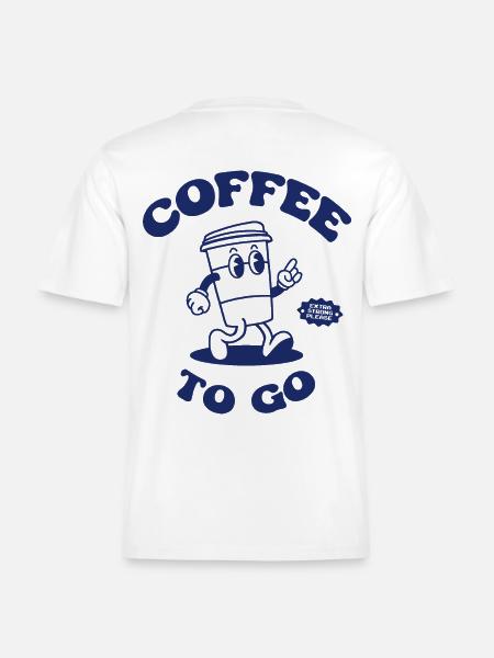 Kaffe To Go Illustration Retro Back Logo 2023 -  Økologisk unisex T-shirt RELAXED FIT - hvid