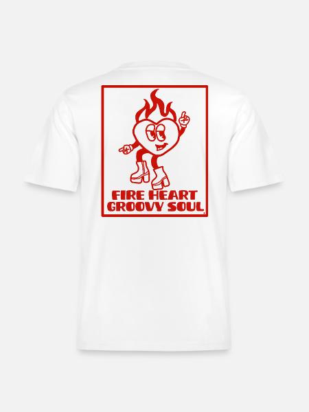 Fire heart Groovy soul -  RELAXED FIT Unisex Organic T-Shirt - white