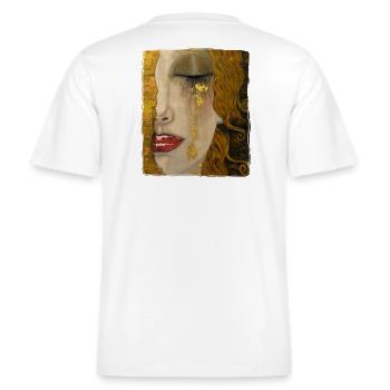 Gustav Klimt -  RELAXED FIT Unisex Organic T-Shirt - Weiß - Hinten - Alina (178cm)