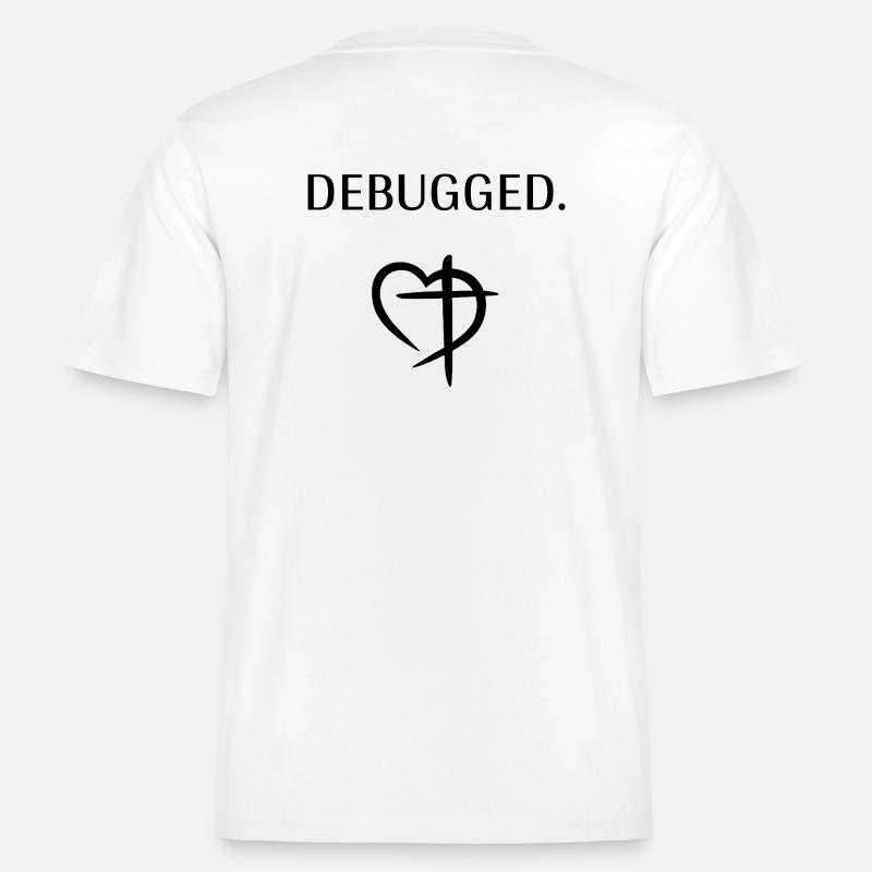 DEBUGGED - Backprint (schwarz) -  RELAXED FIT Unisex Organic T-Shirt - Weiß