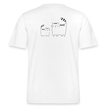 Katzen Familie Katze Kätzchen -  RELAXED FIT Unisex Organic T-Shirt - Weiß - Hinten - Alina (178cm)