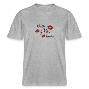Kiss the Miss Goodbye -  RELAXED FIT Unisex Organic T-Shirt - heather grey - Front - Alina (178cm) & Michal (187cm)