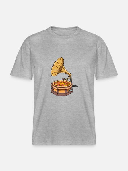 Pizza Phonographe -  T-shirt unisexe RELAXED FIT en coton bio - gris chiné