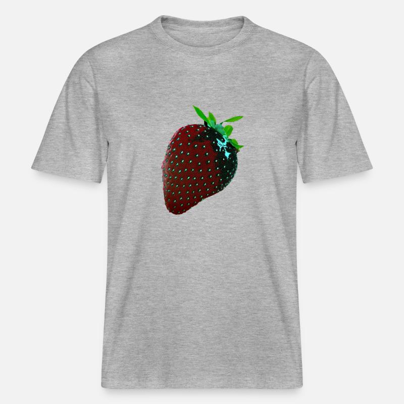Erdbeere, technisch, Hightech, illustration -  RELAXED FIT Unisex Organic T-Shirt - Grau meliert