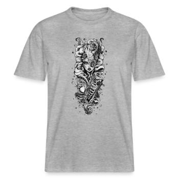 Goddess of the underworld -  RELAXED FIT Unisex Organic T-Shirt - heather grey - Front - Alina (178cm) & Michal (187cm)