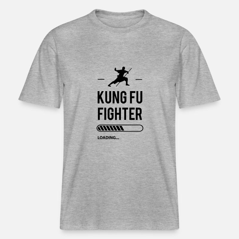 Kung-fu fighter loading -  T-shirt unisexe RELAXED FIT en coton bio - gris chiné