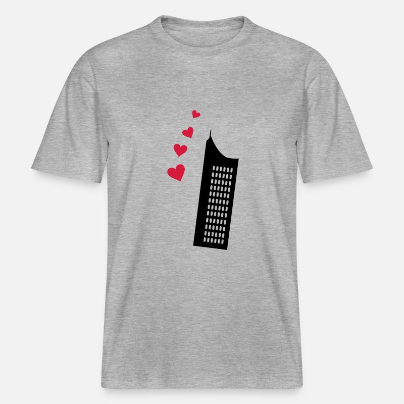Leipzig Uniriese MDR Gebäude -  RELAXED FIT Unisex Organic T-Shirt - Grau meliert