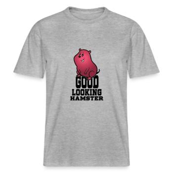 Good looking Hamster -  RELAXED FIT Unisex Organic T-Shirt - heather grey - Front - Alina (178cm) & Michal (187cm)