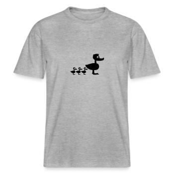 Duck Family -  T-shirt unisexe RELAXED FIT en coton bio - gris chiné - Devant - Alina (178cm) & Michal (187cm)