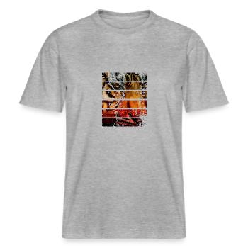 Tiger -  RELAXED FIT Unisex Organic T-Shirt - Grau meliert - Vorne - Alina (178cm) & Michal (187cm)