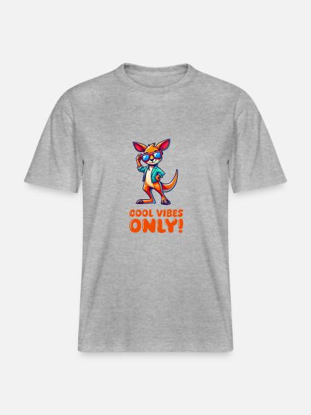 Kangaroo Comic Sunglasses - RELAXED FIT Unisex Organic T-Shirt - heather grey