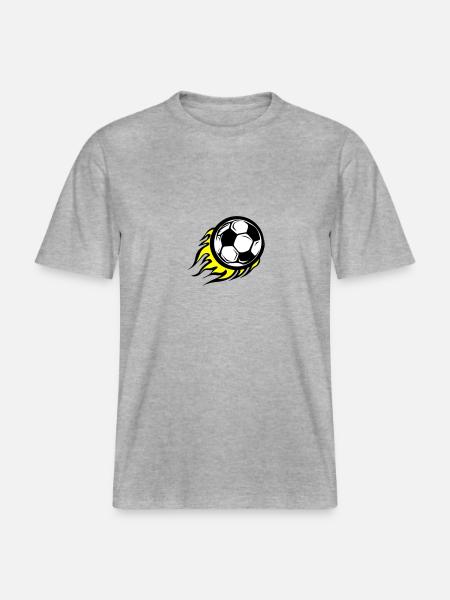 Soccer Symbol Fire - RELAXED FIT Unisex Organic T-Shirt - heather grey