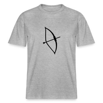Pfeil Bogen -  RELAXED FIT Unisex Organic T-Shirt - Grau meliert - Vorne - Alina (178cm) & Michal (187cm)