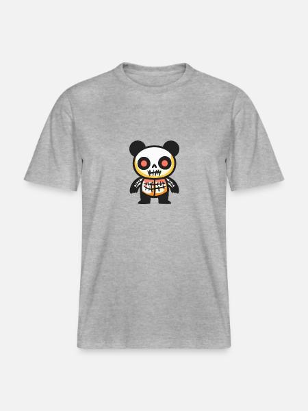 Panda Halloween Comic Zombie - RELAXED FIT Unisex Organic T-Shirt - Grau meliert