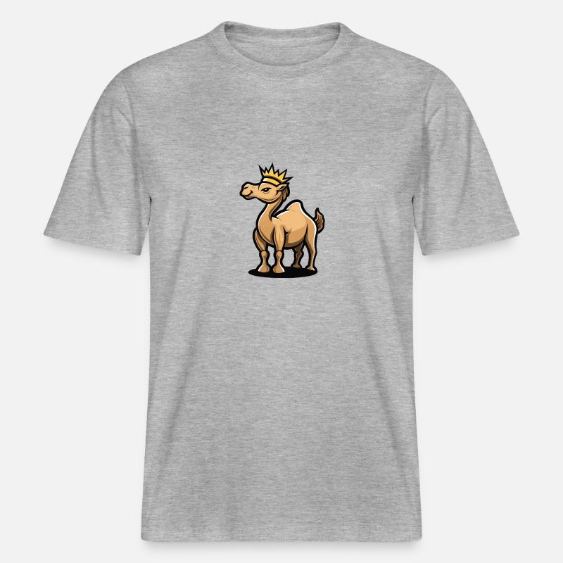 Kamel Comic Krone -  RELAXED FIT Unisex Organic T-Shirt - Grau meliert