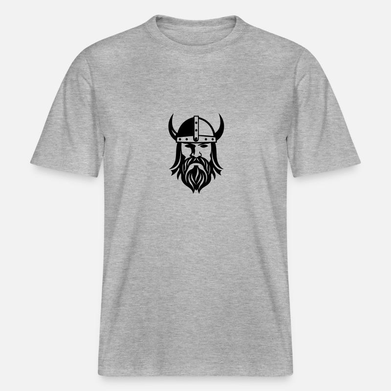 Wikinger Kopf Krieger Valhalla Odin - RELAXED FIT Unisex Organic T-Shirt - Grau meliert