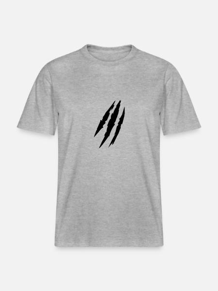 Beast animal scratches claw marks blood scars -  RELAXED FIT Unisex Organic T-Shirt - heather grey
