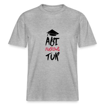 abi fucking tur -  RELAXED FIT Unisex Organic T-Shirt - Grau meliert - Vorne - Alina (178cm) & Michal (187cm)