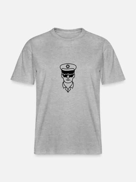Cool police man face head - RELAXED FIT Unisex Organic T-Shirt - heather grey