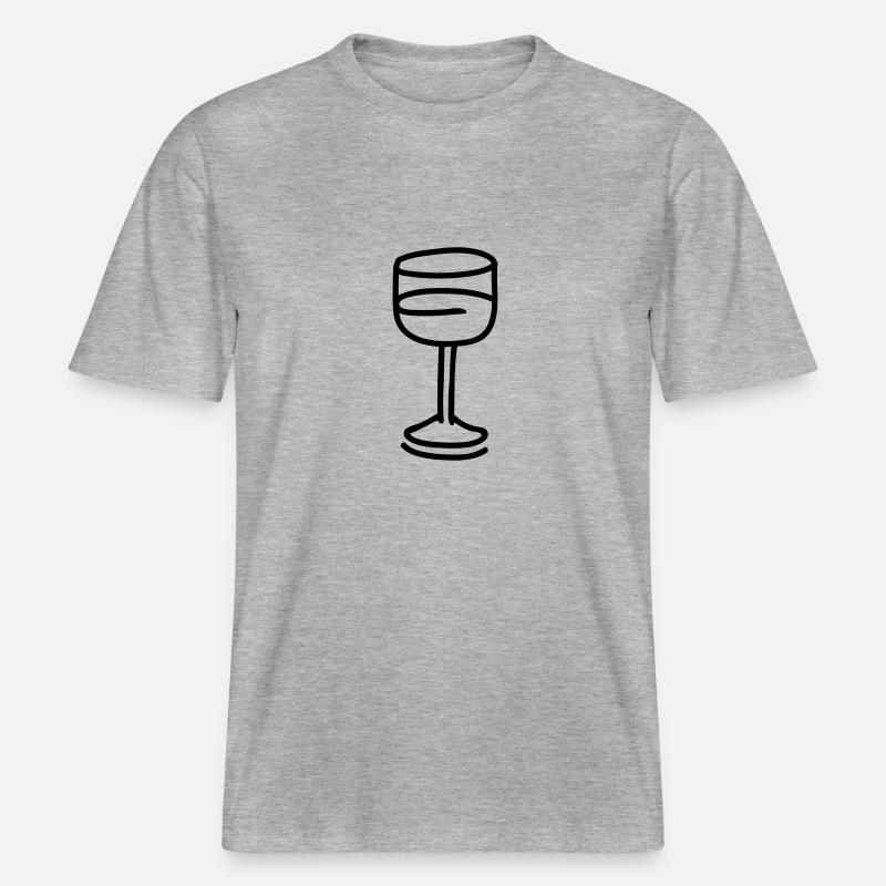 Weinglas - line -  RELAXED FIT Unisex Organic T-Shirt - Grau meliert