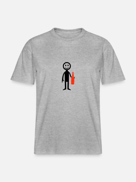 Bier Trinken Strichmännchen - RELAXED FIT Unisex Organic T-Shirt - Grau meliert
