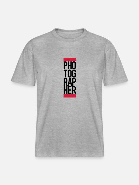 Cool Text Logo Photographer - RELAXED FIT Unisex Organic T-Shirt - heather grey