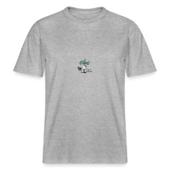 I don't care -  RELAXED FIT Unisex Organic T-Shirt - Grau meliert - Vorne - Alina (178cm) & Michal (187cm)
