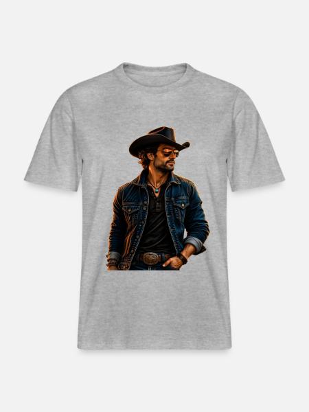 Cowboy Western Style - RELAXED FIT Unisex Organic T-Shirt - Grau meliert