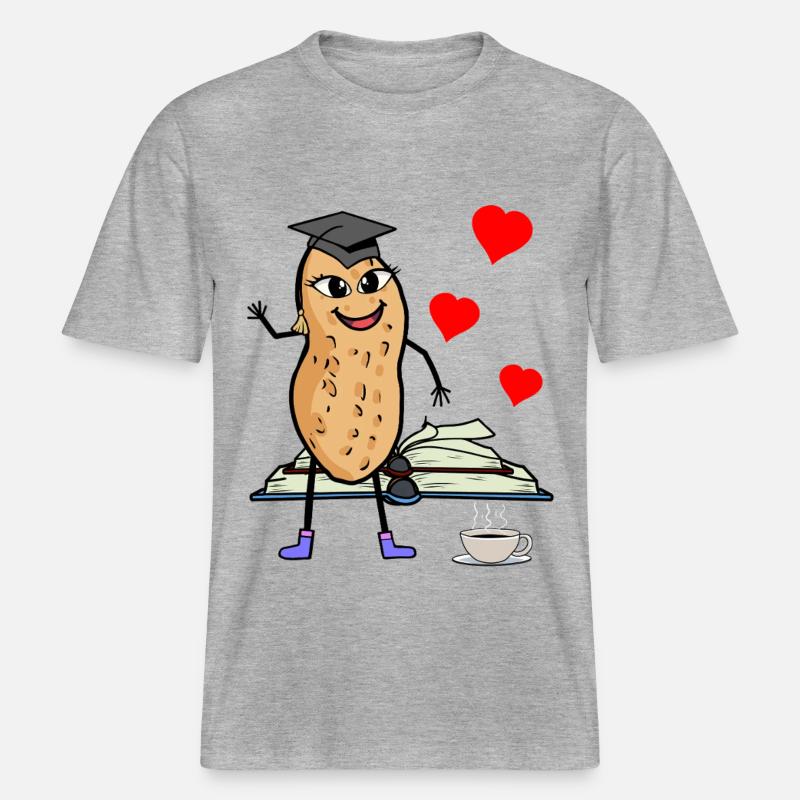 Erdnuss Studentin Studieren Studium Uni -  RELAXED FIT Unisex Organic T-Shirt - Grau meliert