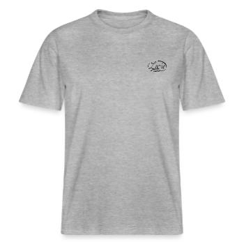 Lucie -  T-shirt unisexe RELAXED FIT en coton bio - gris chiné - Devant - Alina (178cm) & Michal (187cm)