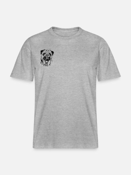 Elsket af en mopshund Mops hund siger Wilsigns -  Økologisk unisex T-shirt RELAXED FIT - grå meleret