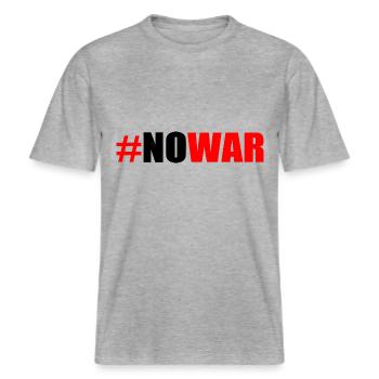 No war -  RELAXED FIT Unisex Organic T-Shirt - Grau meliert - Vorne - Alina (178cm) & Michal (187cm)