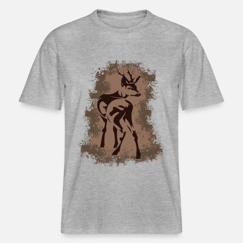 Cerf de cerf - T-shirt unisexe RELAXED FIT en coton bio - gris chiné