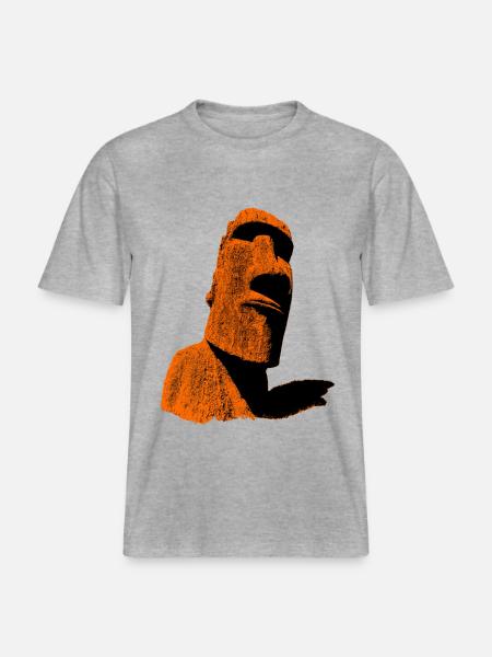 moai orange - RELAXED FIT Unisex Organic T-Shirt - heather grey