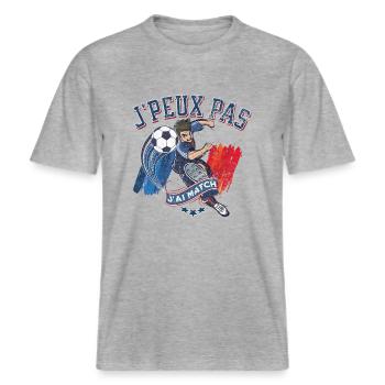 J peux pas j ai match 1 -  T-shirt unisexe RELAXED FIT en coton bio - gris chiné - Devant - Alina (178cm) & Michal (187cm)