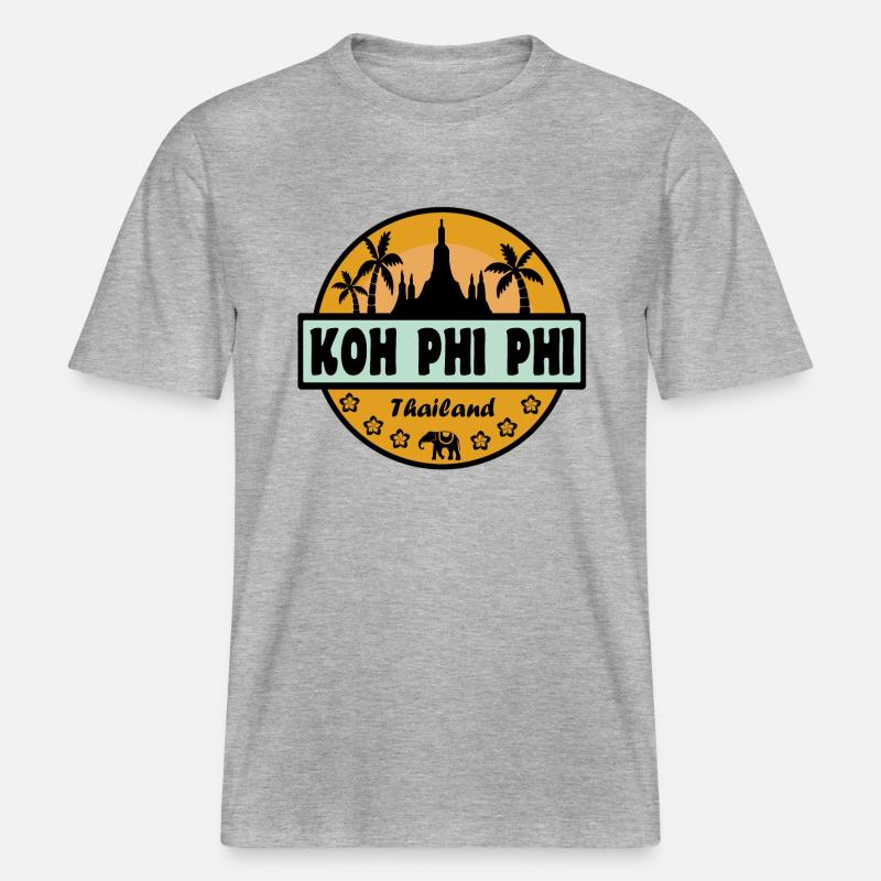 Koh Phi Phi Thaïlande -  T-shirt unisexe RELAXED FIT en coton bio - gris chiné