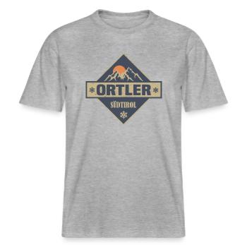 Ortler -  RELAXED FIT Unisex Organic T-Shirt - Grau meliert - Vorne - Alina (178cm) & Michal (187cm)