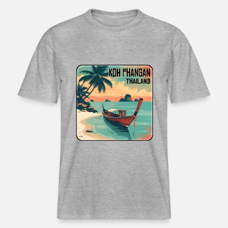 Koh Phangan, Thaïlande -  T-shirt unisexe RELAXED FIT en coton bio - gris chiné