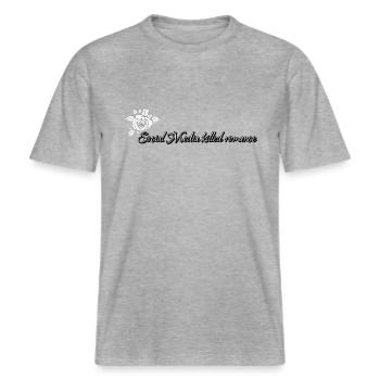 Social Media killed romance -  RELAXED FIT Unisex Organic T-Shirt - heather grey - Front - Alina (178cm) & Michal (187cm)
