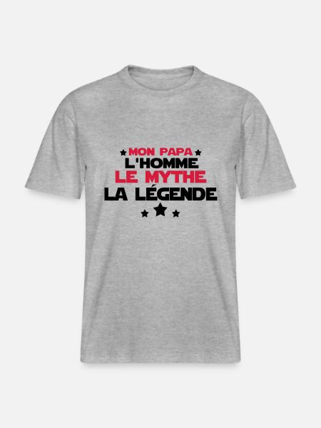 mon papa -  T-shirt unisexe RELAXED FIT en coton bio - gris chiné