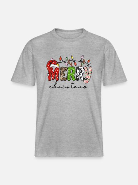 FROHE Weihnachten, Weihnachtsmannmütze -  RELAXED FIT Unisex Organic T-Shirt - Grau meliert