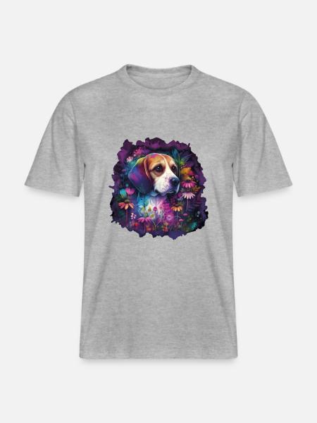 Beagle Beagle Motif Gift - RELAXED FIT Unisex Organic T-Shirt - heather grey