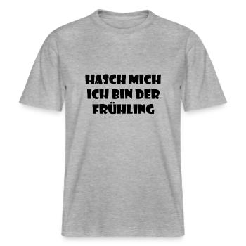 Hash me, I'm spring! -black -  RELAXED FIT Unisex Organic T-Shirt - heather grey - Front - Alina (178cm) & Michal (187cm)